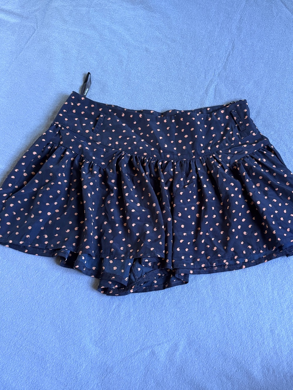 Navy Flowy Shorts with Pink Dot Print